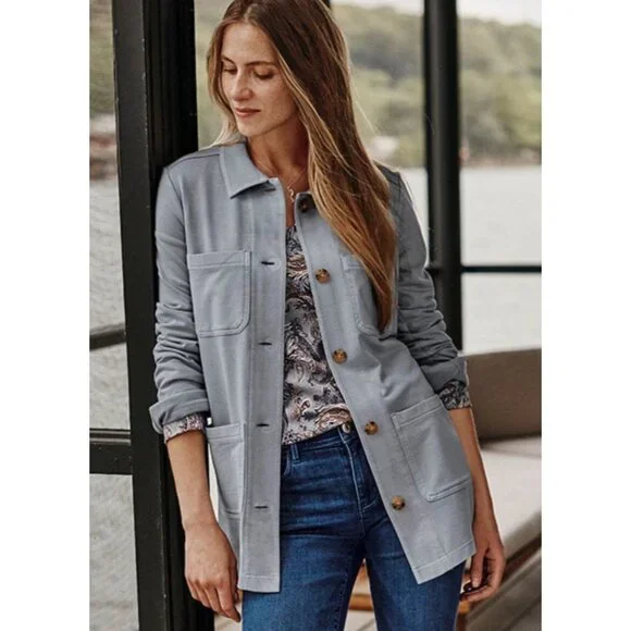 J. Jill Garment-Dyed Anorak Jacket Light Blustone Blue 2X NWT Shacket - Picture 2 of 14